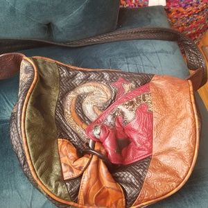 80s leather boho bag